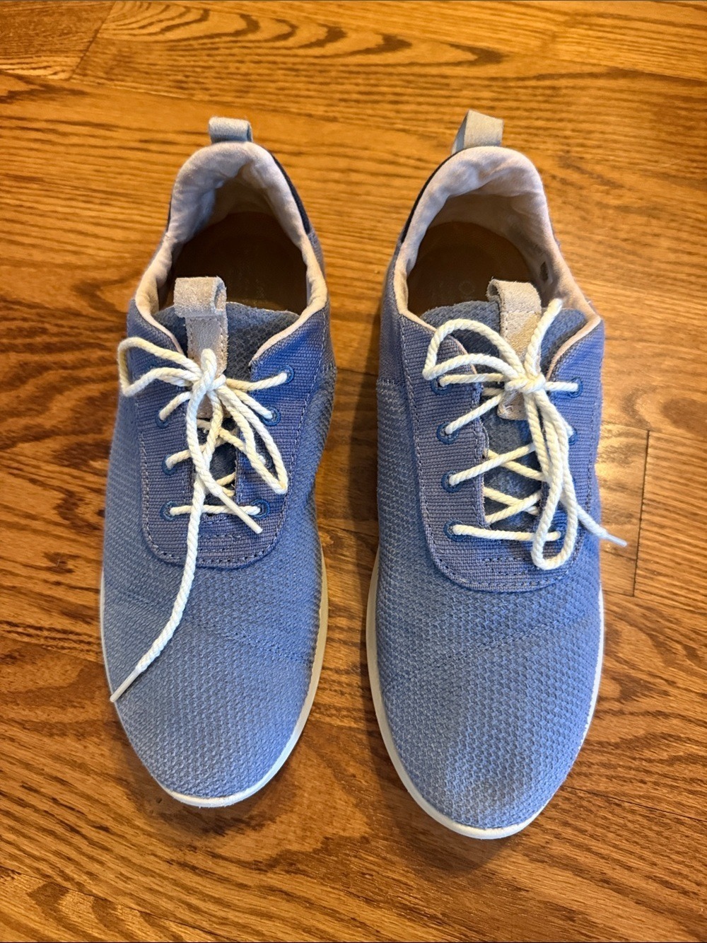 Toms Women's Light Blue Canvas Lace-Up Sneakers with Cream Accents